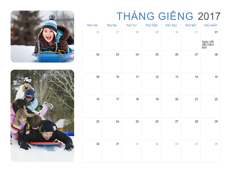 Lịch ảnh 2017 (T2-CN) Lịch ảnh 2017 (T2-CN)