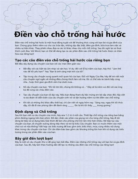 Câu chuyện hài hước chỉ cần điền vào Câu chuyện hài hước chỉ cần điền vào
