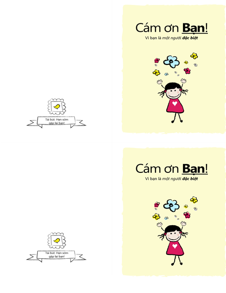 Thiệp cảm ơn họa tiết cô gái nhỏ Thiệp cảm ơn họa tiết cô gái nhỏ