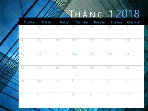 Lịch 2018 (T2-CN)