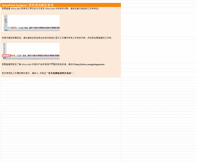SharePoint Designer 2010:菜单到功能区参考工作簿