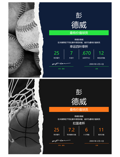 最有价值球员奖状 最有价值球员奖状