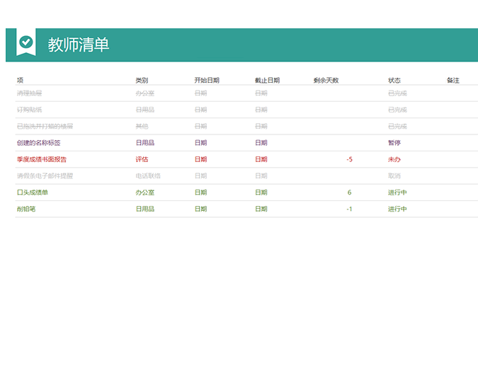 教师待办事项列表