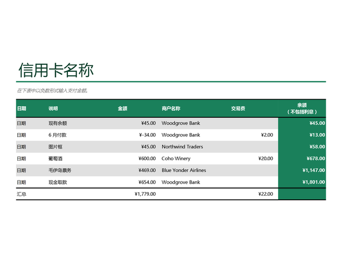 信用卡记录 信用卡记录